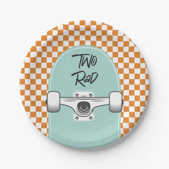 Assiettes En Carton Skateboard Two Rad 2e Plaques Papier Anniversaire (Devant)