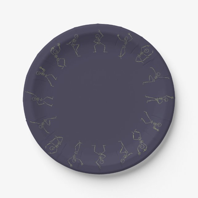 Assiettes En Carton Skeleton Dance Plaque papier Halloween - violet (Devant)
