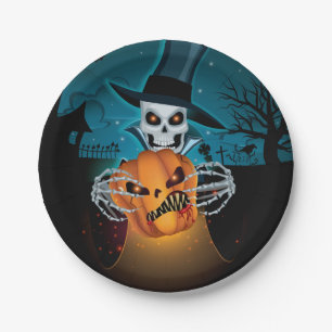 Assiettes En Carton Skeleton Éffrayant d'Halloween