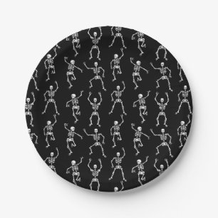 Assiettes En Carton Skeleton Éffrayant noir et blanc