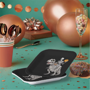 Assiettes En Carton Skeleton équitation maman Dinosaur T rex Halloween