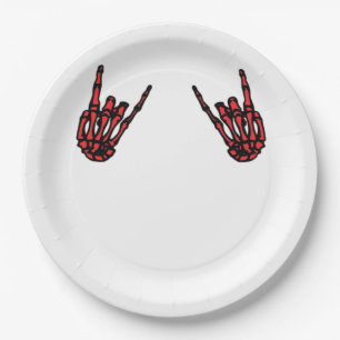 Assiettes En Carton Skeleton Hand Heart Roll & Red Classic