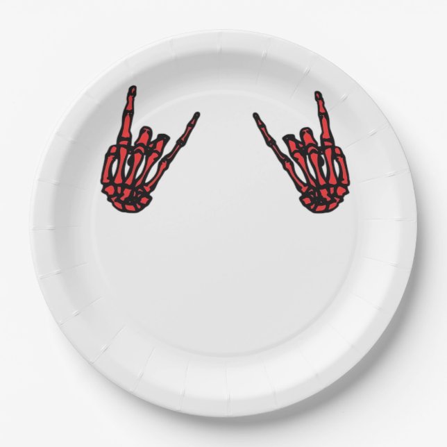 Assiettes En Carton Skeleton Hand Heart Roll & Red Classic (Devant)