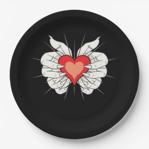 Assiettes En Carton Skeleton Hands Heart Classic