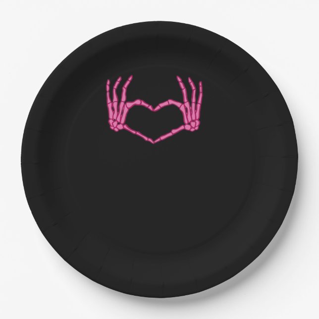 Assiettes En Carton Skeleton Heart Hands Classic (Devant)