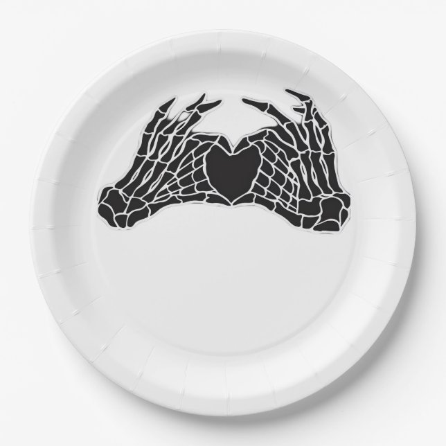 Assiettes En Carton Skeleton Heart Hands - Classique (Devant)