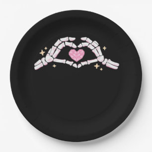 Assiettes En Carton Skeleton Mains Coeur drôle
