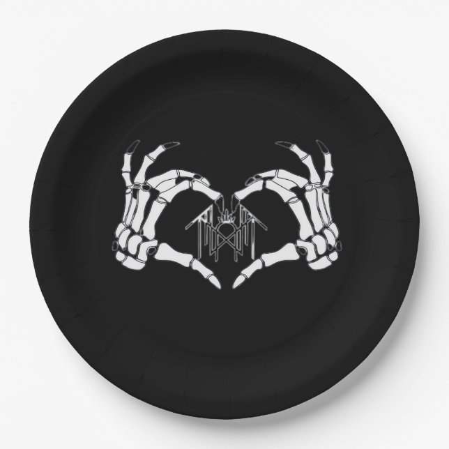 Assiettes En Carton Skeletons Token Heart Hands (Devant)