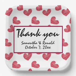 Assiettes En Carton Sketchy Red Heart Mariage