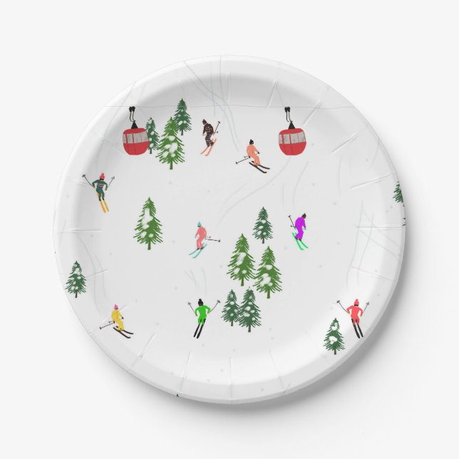 Assiettes En Carton Ski alpin | Ski de vacances hiver (Devant)