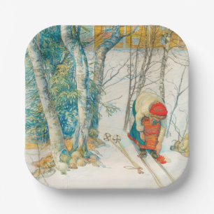 Assiettes En Carton Ski d'hiver par Carl Larsson