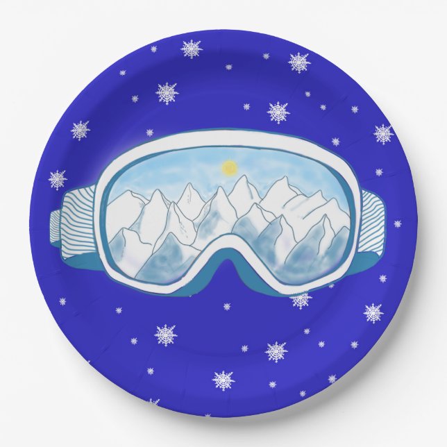 Assiettes En Carton Ski Goggers Snowflake Dance (Devant)