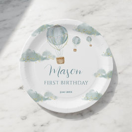 Assiettes En Carton Sky Adventure Blue Hot Air Balloon Premier anniver