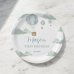 Assiettes En Carton Sky Adventure Blue Hot Air Balloon Premier anniver