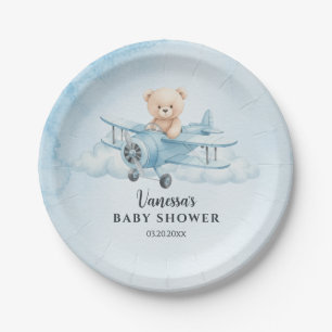 Assiettes En Carton Sky Adventure Cute Teddy Bear Baby shower pilote
