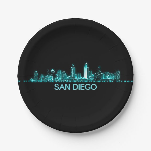Assiettes En Carton Skyline de San Diego (Devant)