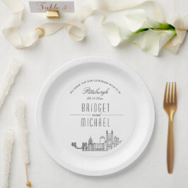 Assiettes En Carton Skyline Pittsburgh Deco | Événement Mariage