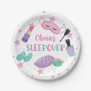 Assiettes En Carton Sleepover soirée rose violet entre