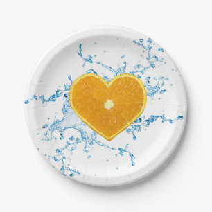 Assiettes En Carton Slice of Heart-Shaped Orange