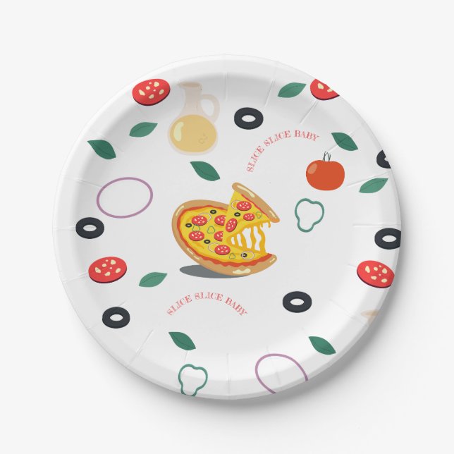 Assiettes En Carton Slice Slice Baby Pizza moderne fête d'anniversaire (Devant)