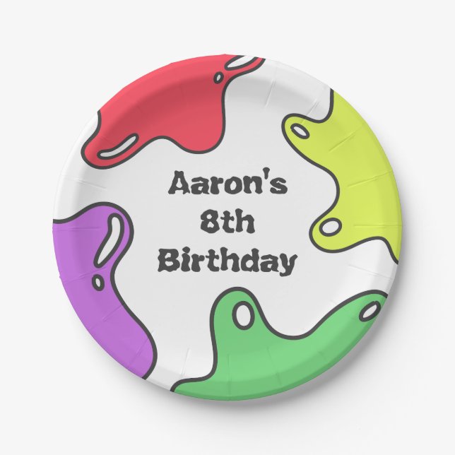 Assiettes En Carton Slime fête d'anniversaire (Devant)