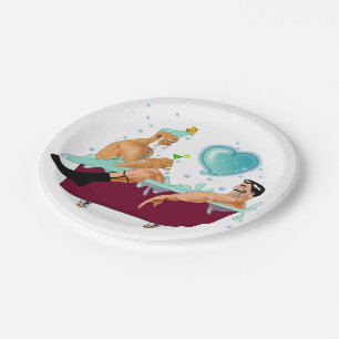 Assiettes En Carton SlipperyJoe's deux gays hommes aiment la baignoire