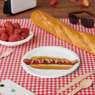 Assiettes En Carton SlipperyJoe's Hotdog viande hachée grill