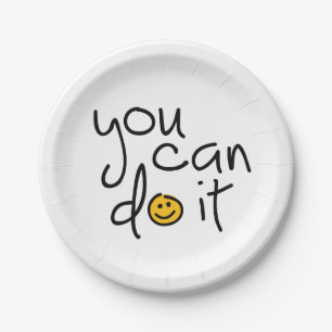 Assiettes En Carton Slogan you can do it, tu peux le faire ou tu le fa