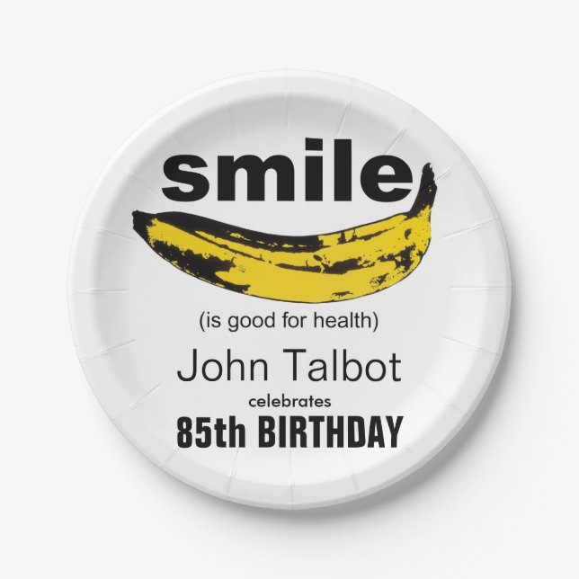 Assiettes En Carton Smile est bon 85e anniversaire de fête plaque papi (Devant)