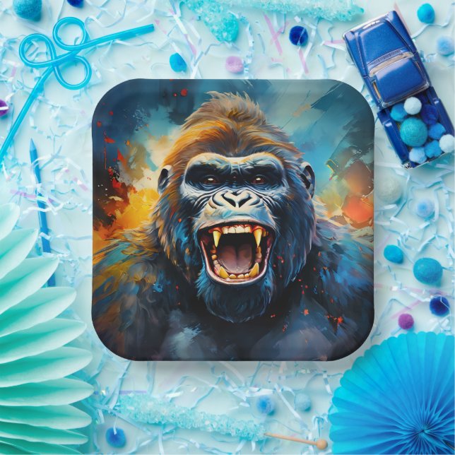 Assiettes En Carton Smiling gorilla (Fête)