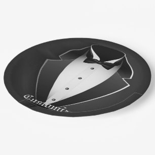 Assiettes En Carton Smoking personnalisé chic