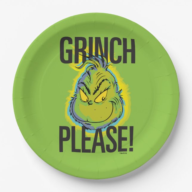 Assiettes En Carton Snarky Grinch | Drôle Grinch S'Il Vous Plaît (Devant)