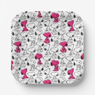Assiettes En Carton Snoopy Black & Magenta Motif