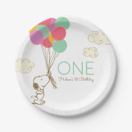 Assiettes En Carton Snoopy et ballons 1er anniversaire