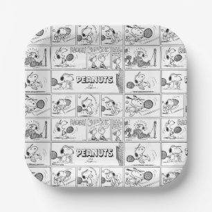 Assiettes En Carton Snoopy Joue Au Tennis