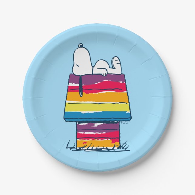 Assiettes En Carton Snoopy | Rainbow Dog House (Devant)