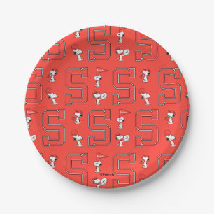 Assiettes En Carton Snoopy Varsity Motif sportif