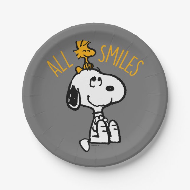 Assiettes En Carton Snoopy & Woodstock - Tous les sourires (Devant)