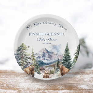 Assiettes En Carton Snow Bear Adventure Mountain Baby shower d'hiver