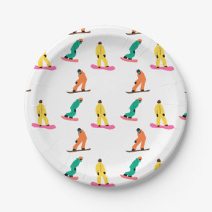 Assiettes En Carton Snowboarders Hiver Illustration Motif de snowboard