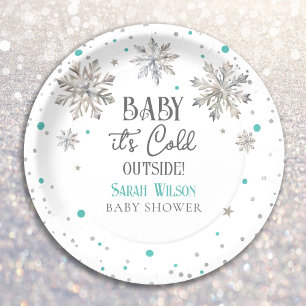 Assiettes En Carton Snowflakes Baby il fait froid dehors baby shower