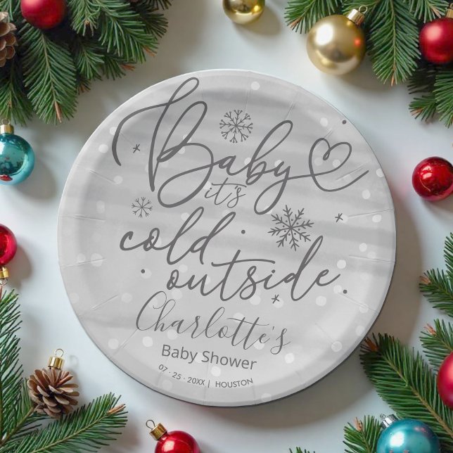 Assiettes En Carton Snowflakes Baby It's Cold Outside Baby shower (Créateur téléchargé)