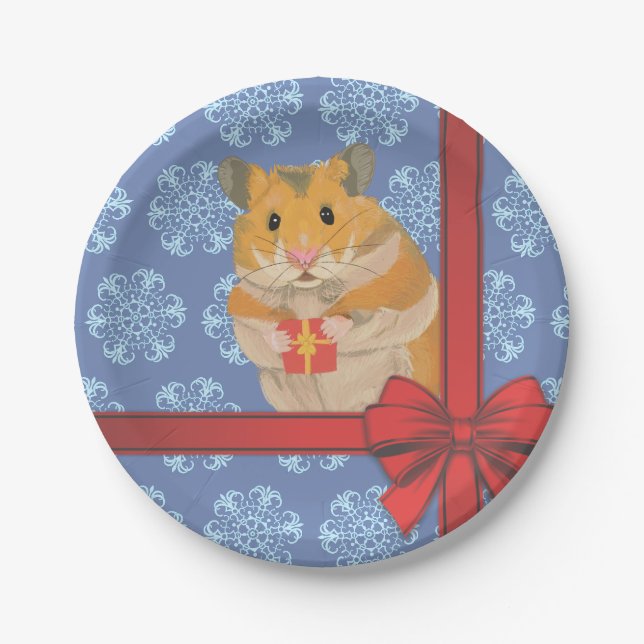 Assiettes En Carton Snowflakes Christmas Hamster (Devant)