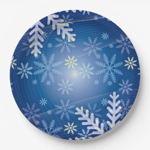 Assiettes En Carton Snowflakes de Noël - Plaque papier Arrière - plan 
