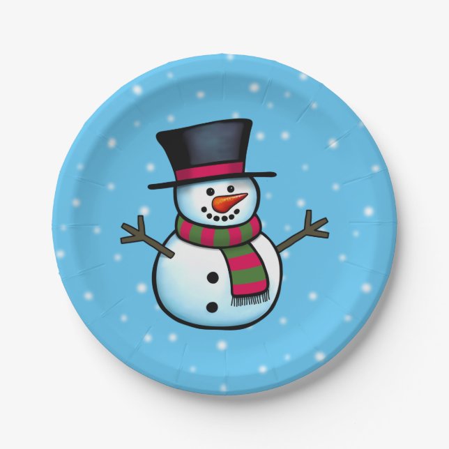 Assiettes En Carton Snowman (Devant)