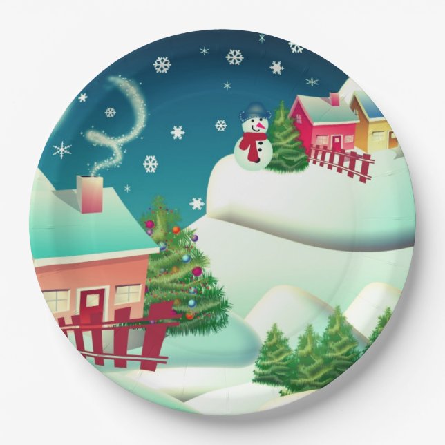 Assiettes En Carton Snowman (Devant)