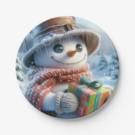 Assiettes En Carton Snowman avec cadeau, Noël, Auteur Natasha Us