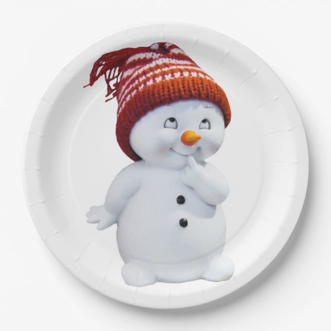 ASSIETTES EN CARTON SNOWMAN JOUEUR (Devant)