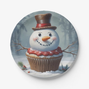Assiettes En Carton Snowman Muffin