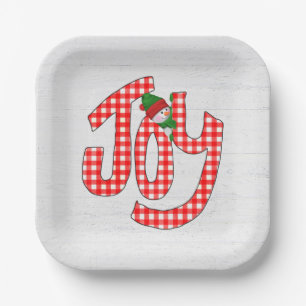 Assiettes En Carton Snowman Sur En vichy Joie
